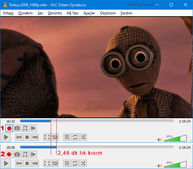 vlc medya player ile video kes