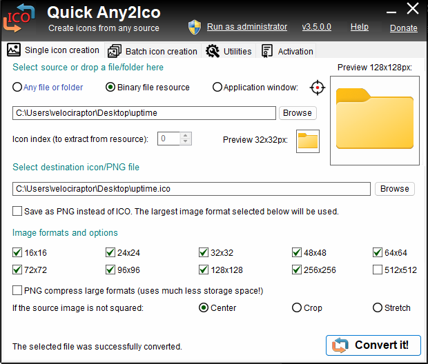 quick any2ico yazılım arayüzü