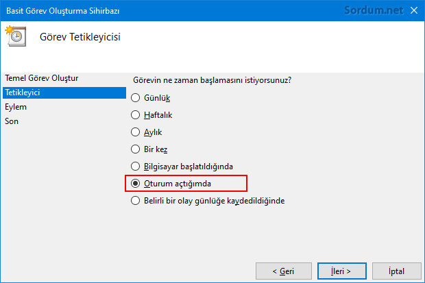 Her açılışta program çalıştır