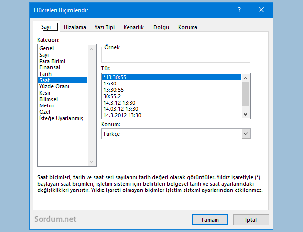 Excel saat toplamı hatası