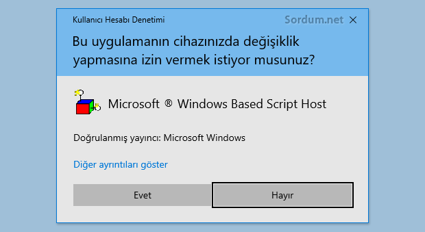 kullanıcı hesabı denetimi uyarısı
