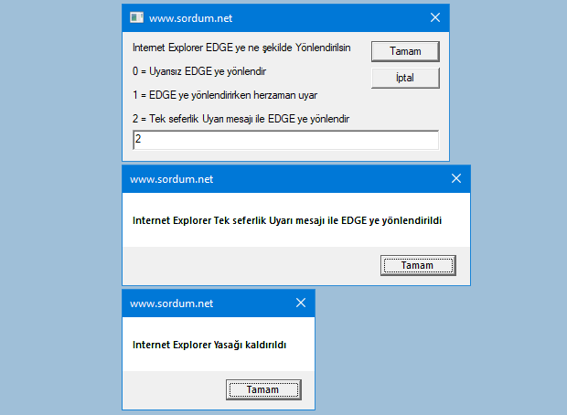 Vbscript ile internet exploreri EDGE ye yönlendir