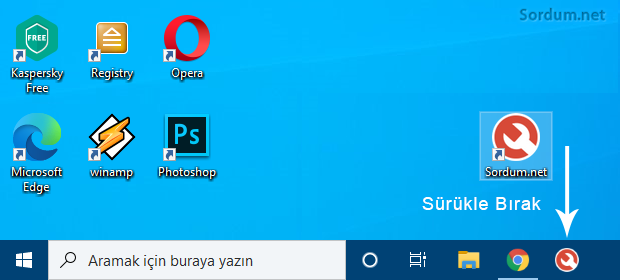 Görev çubuğuna web sayfa kısayolu ekle