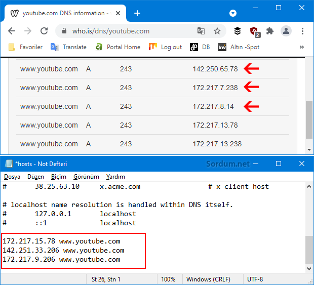 Hosts dosyası ile yasaklı siteye gir