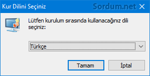Kur dilini seçin penceresi