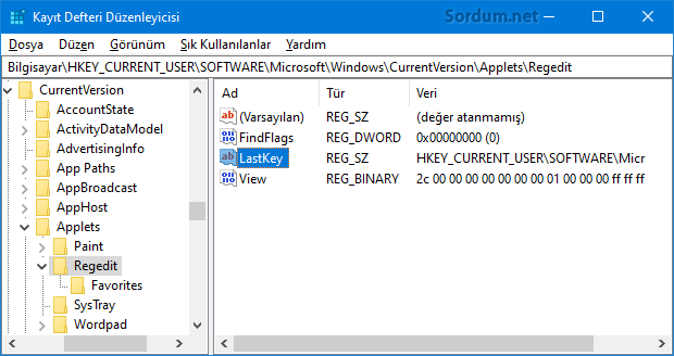 Registry last key