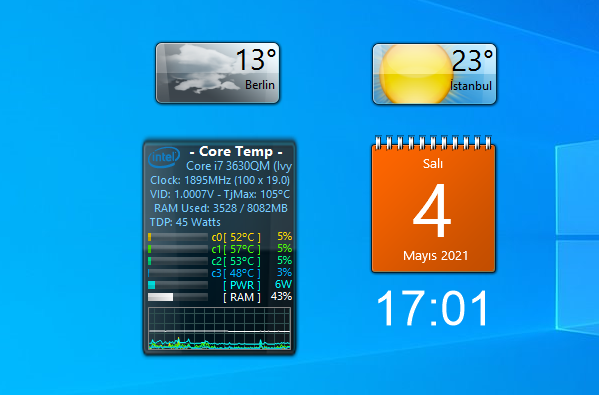 Windows 10 da masaüstü gadgetler