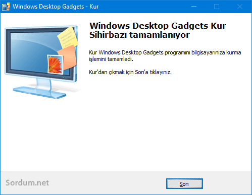 Windows desktop gadgets kuruldu