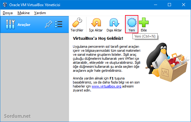 virtual box a sistem kur