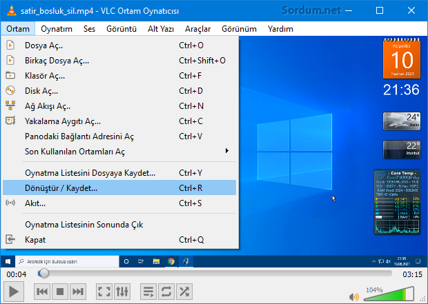 VLC dönüştür ve kaydet