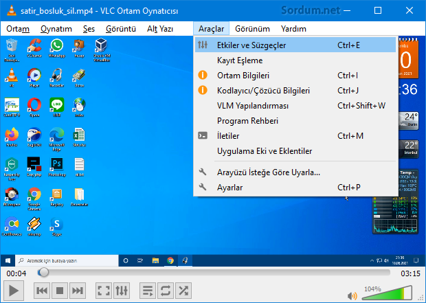 VLC etkiler ve süzgeçler