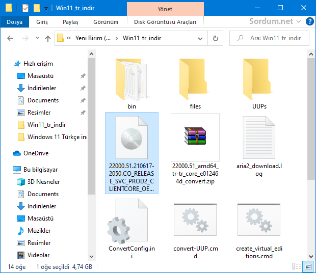 Windows 11 ISO dosyası Oluştu