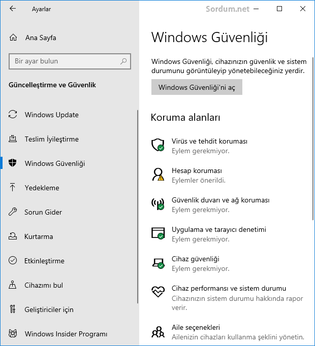 windows guvenligi uygulaması