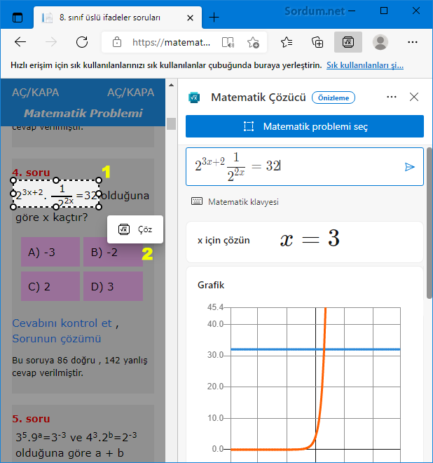 Microsoft Edge ile Matematik çöz