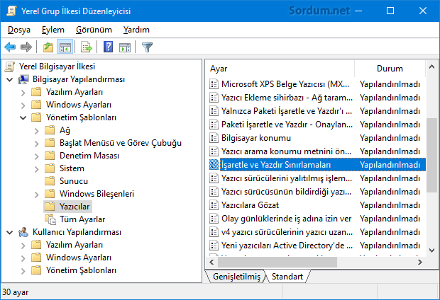 İşaretle ve yadır sınırlamaları
