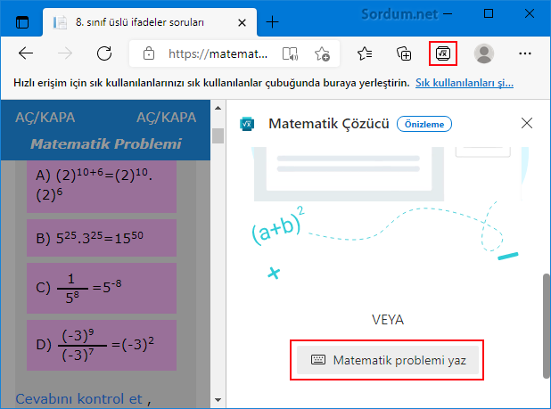 Matematik Problemini Yaz