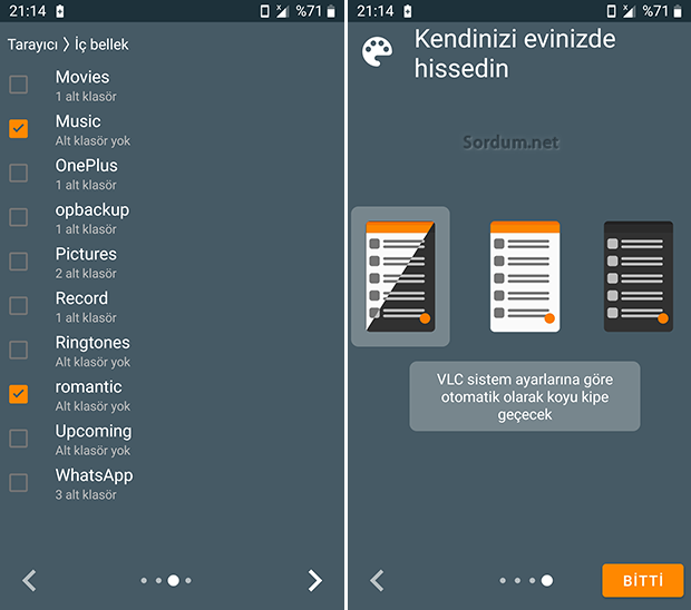 Android VLC de müzik klasörlerini seçin