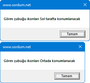 Windows 11 de ikonları sola al