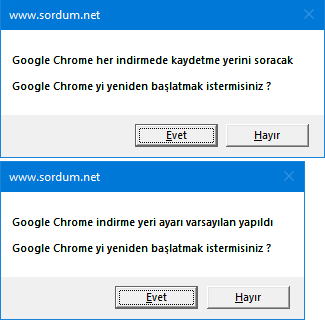 Google chrome indirme yeri ayarı
