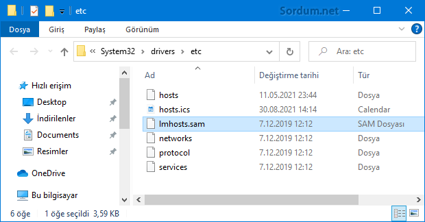 lmhosts sam dosyası