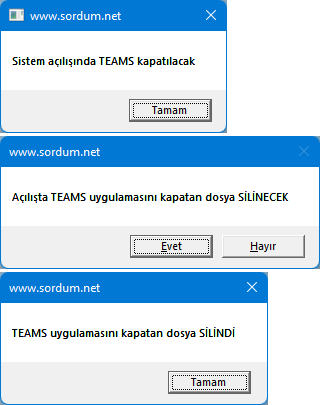 Vbscript ile her açılışta TEAMS uygulamasını sonlandır