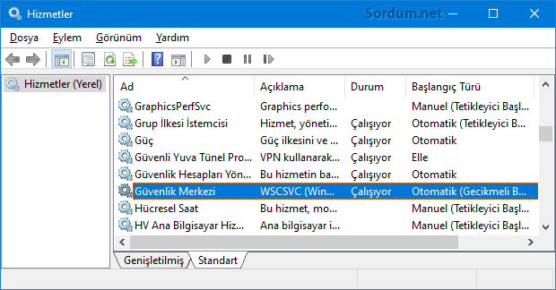 Güvenlik merkezi hizmeti Güvenlik merkezi hizmeti