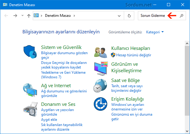 Windows 10 klasik denetim masası