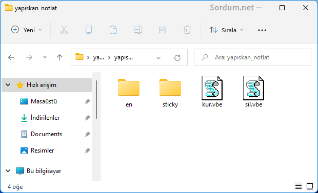 Sağ tuşa yapışkan notlar