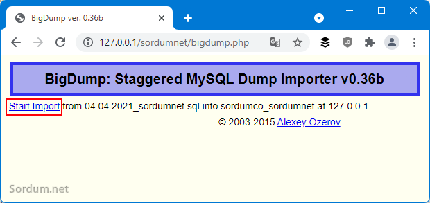 bigdump start import