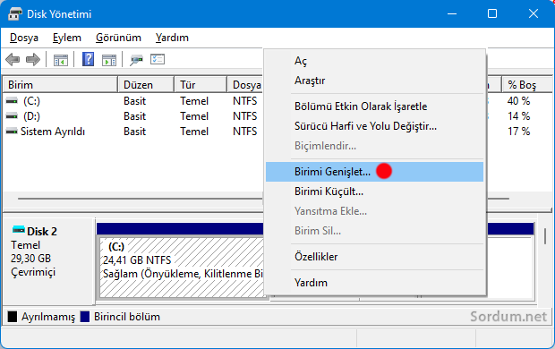 Birimi genişlet