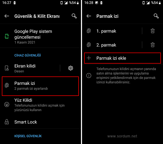 Parmak izi ekle