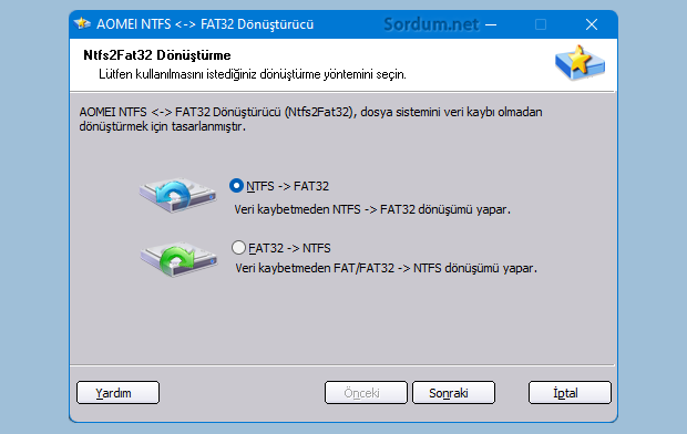 AOMEI Ntfs asistanı