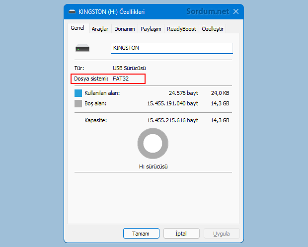 Bellek formatı Fat32