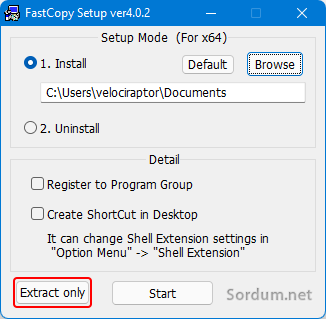 Fast Copy arayüzü