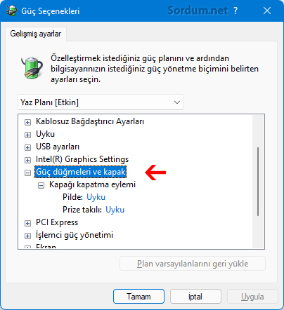 Güç düğmeleri ve kapak