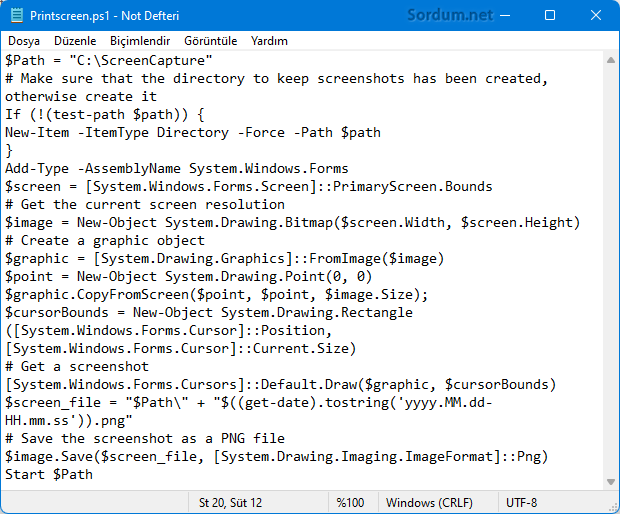 Powershell ile ekran görüntüsü alın