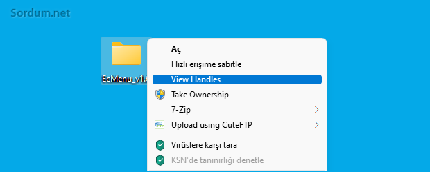 Sağ tuşta View handles Sağ tuşta View handles