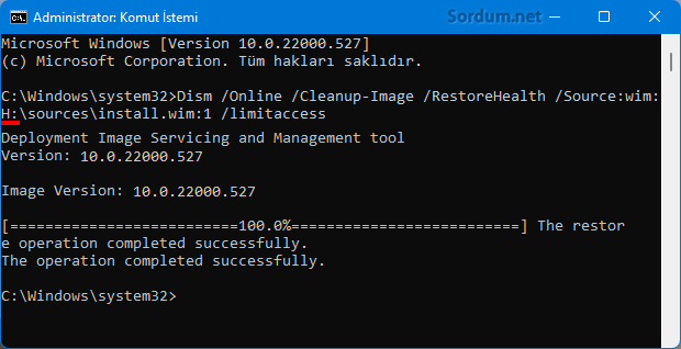Dism ile windows tamiri
