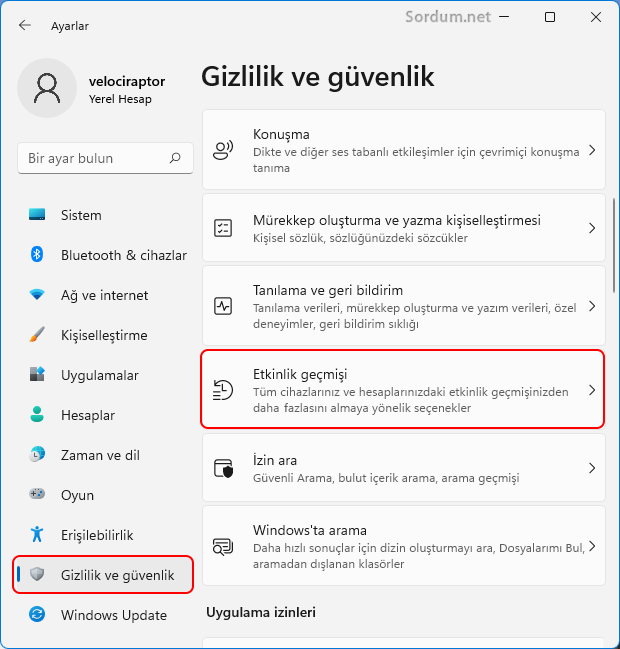 Etkinlik geçmişine nasıl ulaşılır