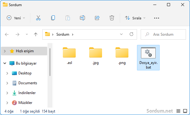 Dosyalar uzantılarına göre uygun klasörlere ayrıldı Dosyalar uzantılarına göre uygun klasörlere ayrıldı