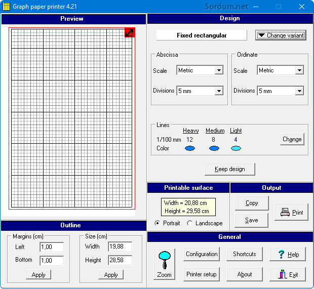 Graph paper printer arayüzü