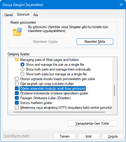 Öğeler arası boşluğu azalt