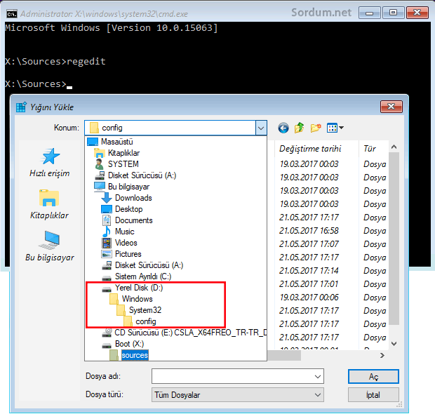 Regediğtte Config