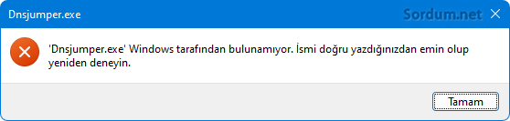 Windows tarafından bulunamıyor