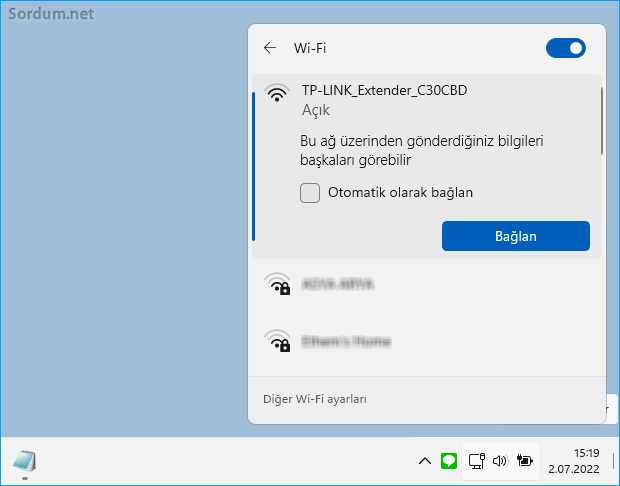 Extendere (menzil genişletici) bağlan