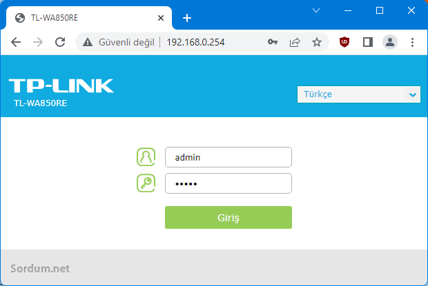 TP-Link yeni kullanıcı adı ve şifre