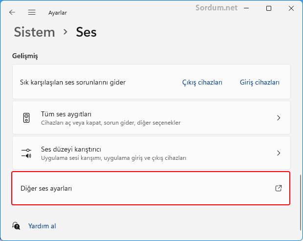 Diğer ses ayarları
