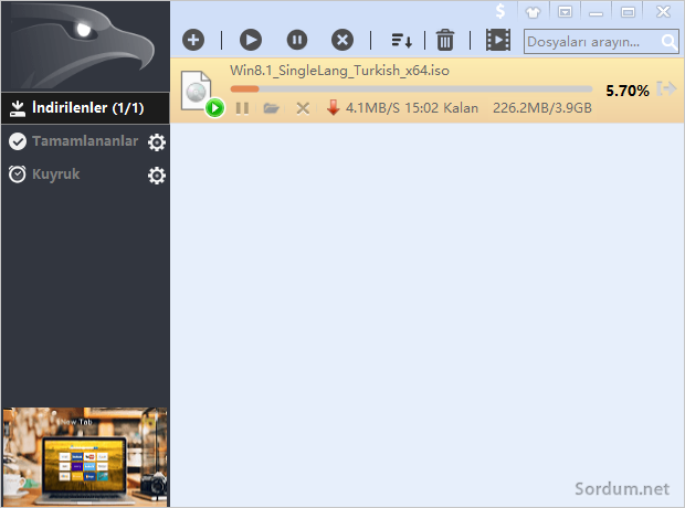 İndirme yöneticisi ile ISO indir