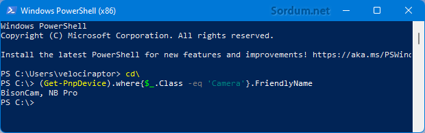 Powershell ile kamera ismini bulun
