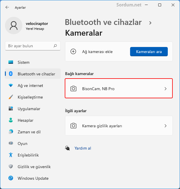 Webcam ayarları